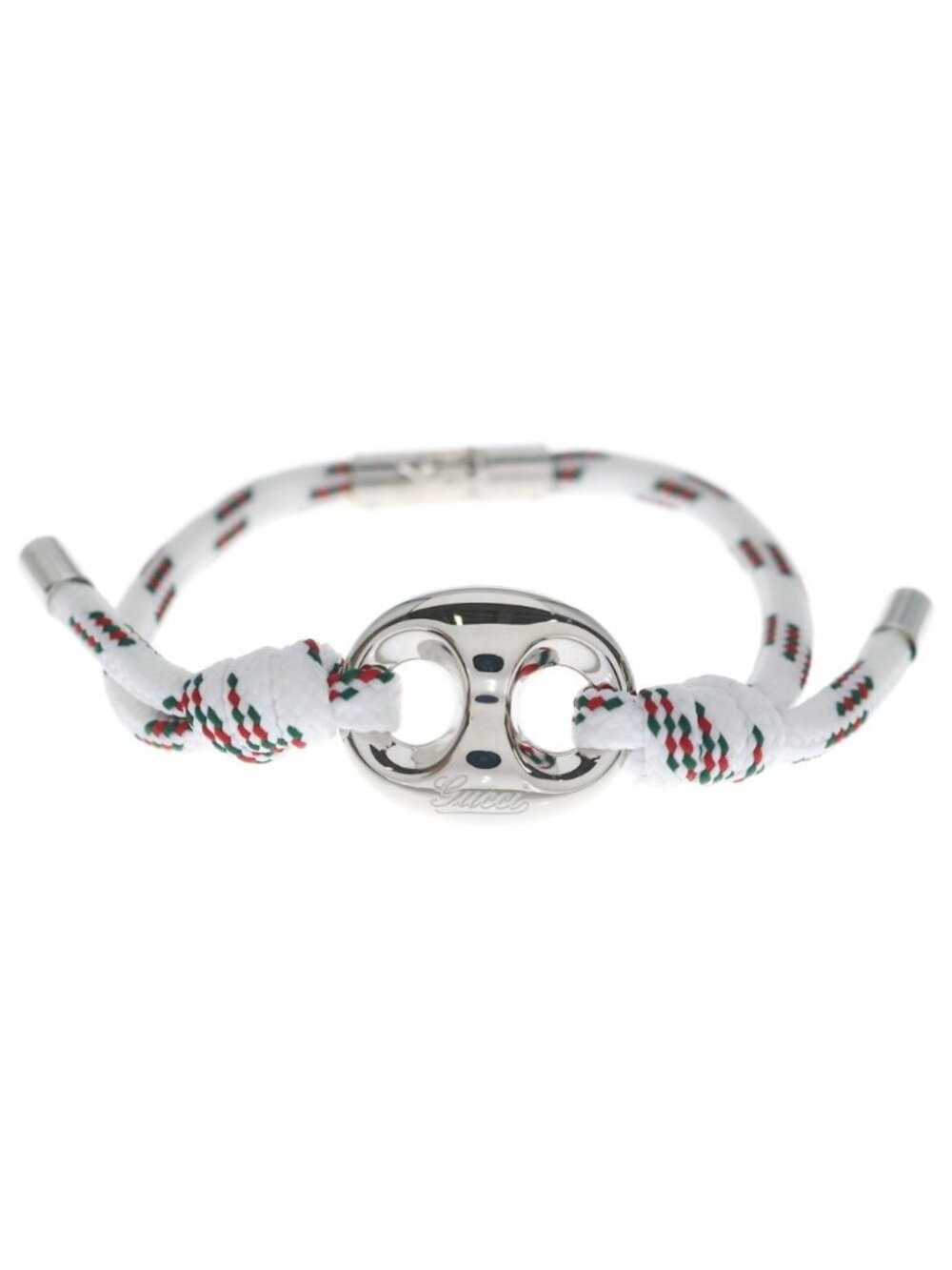 Gucci Marina Chain Fabric Bracelet White Silver
